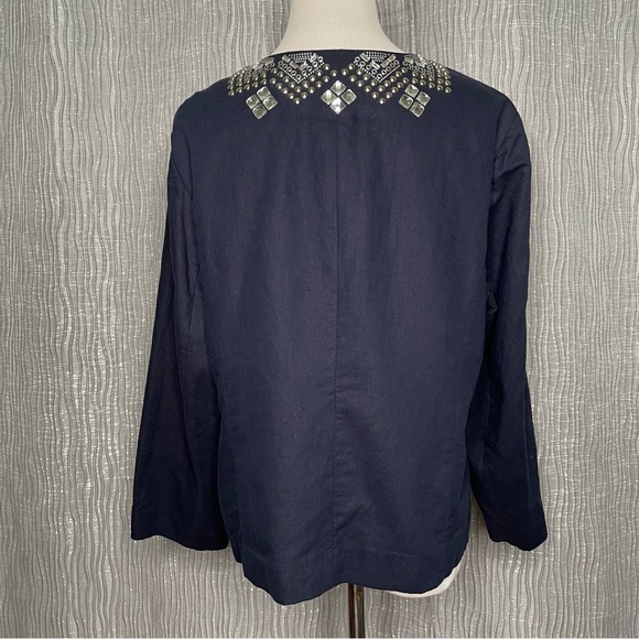 Chico’s linen blend open beaded jacket - Picture 2 of 7